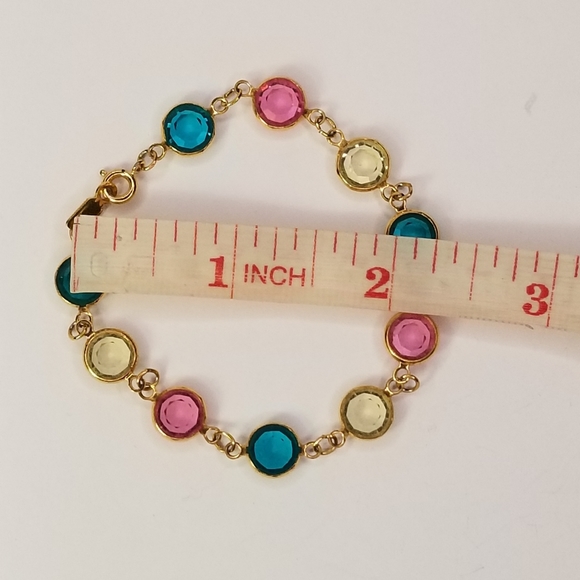 SWAROVSKI MULTICOLORED CRYTALS GOLD TONE BRACELET - Picture 7 of 9